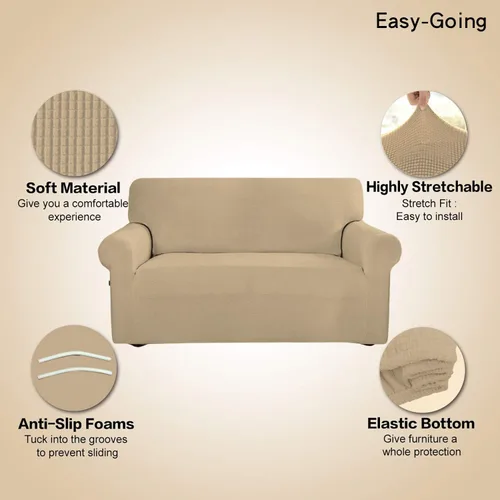 Vista 174 de Easy-Going - Funda elástica sobredimensionada para sofá, 1 pieza, protector muebles, suave, parte inferior elástica, para niños, tela jacquard