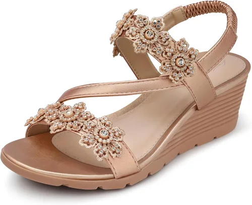 Vista 10 de SHIBEVER Womens Wedge Sandals: Well-Cushioned and Support for Comfortable Beige