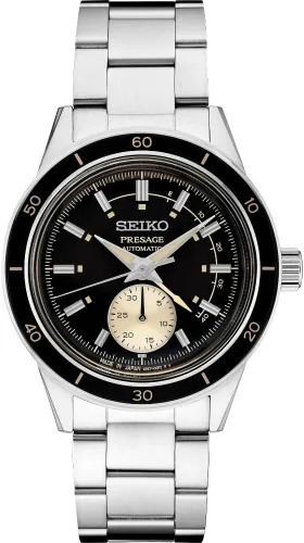 Vista 2 de Seiko Reloj automático con correa de acero inoxidable plateada para hombre