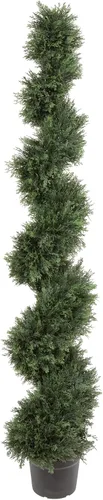 Vista 11 de Vickerman Árbol en espiral de cedro artificial de 3 pies de alto, cedro verde natural en maceta, resistente a los rayos UV, interior/exterior