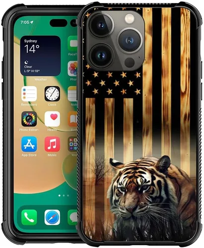 Vista 17 de Funda compatible con iPhone 14 Pro, fundas para mujeres y niñas, cielo azul, flor, luna y mariposa