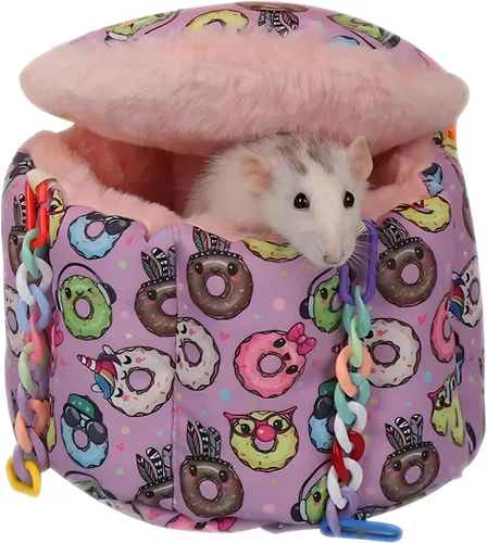 Vista 7 de Cama colgante para ratas, accesorios de jaula de planeador de azúcar, hamaca de conejillo de indias, cama nido cálida para dormir, hamaca de jaula