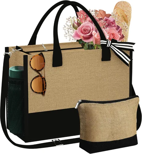 Vista 30 de YOOLIFE Regalos personalizados para mujeres, bolsa de yute inicial y bolsa