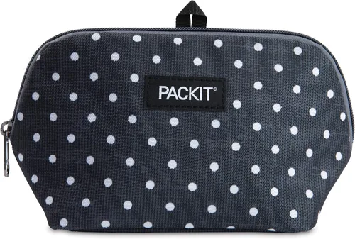 Vista 9 de PackIt Bolsa de aperitivos congelable, negra, fabricada con tecnología EcoFreeze plegable, reutilizable, cierre de cremallera que se bloquea en aire