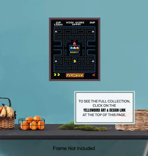 Vista 6 de YELLOWBIRD ART & DESIGN Pacman - Póster de juego de arcade, decoración de pared de 8 x 10 pulgadas, regalo único y genial para niños, hombres