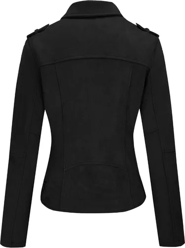 Vista 4 de Bellivera Chaquetas de cuero sintético para mujer, abrigo corto de moda para primavera e invierno