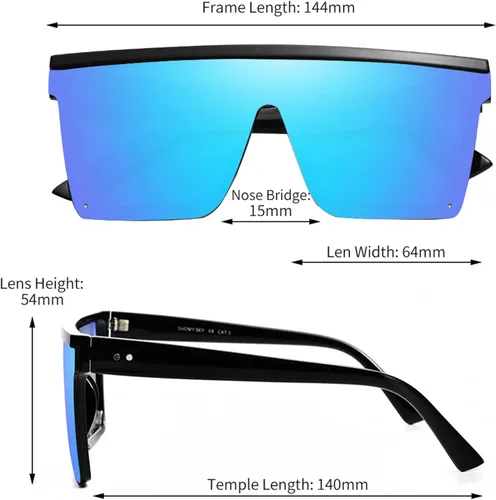 Vista 4 de OCERAVE 2 pares de gafas de sol cuadradas con parte superior plana para mujeres y hombres grandes tonos sin montura de gran tamaño grandes con espejo