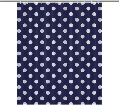 Vista 26 de Juego de 3 alfombras de baño con diseño de lunares, color azul aguamarina, antideslizante, con contorno en forma de U y tapa de inodoro