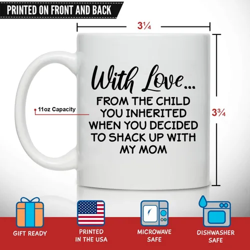 Vista 3 de DU VINO Taza de café novedosa para padrastro, el niño que heredaste, idea de regalo para padrastros, el mejor regalo para padrastro, regalo