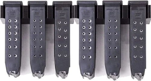 Vista 2 de Soporte de cargador compatible con Glock 17 19 26 31 32 33 34 – Exhibición de pared y estante de almacenamiento para pistola – 1 soporte para 3 1