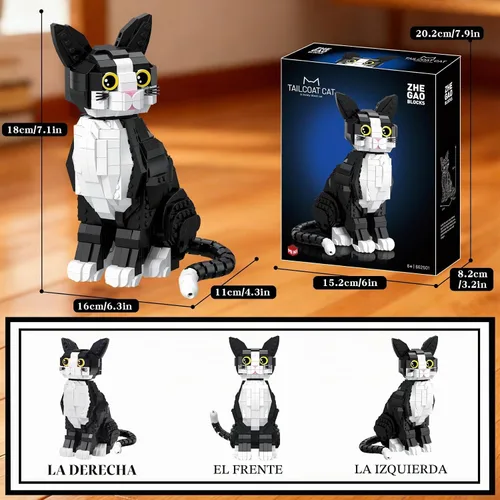 Vista 5 de Esmoquin Cat Animal Mini bloques de construcción no compatibles con gatos