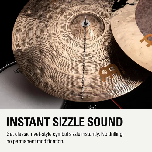 Vista 2 de Meinl Platillos Tocino Platillos Sizzler - Sonido de remache sin taladro, Paseo/Choque/China Stainless Beaded Chain, Instant Sizzle, Low-Profile