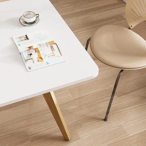 Vista 8 de Comfy to go - Mesa de comedor cuadrada de 27.6" para 2-4 personas - Pequeña mesa de cocina con patas de madera maciza, mesa de estilo moderno