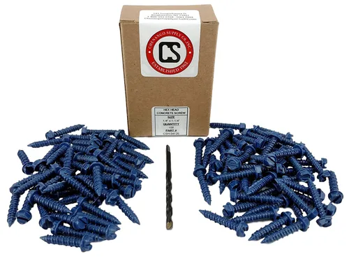 Vista 2 de Chenango Supply tornillo de anclaje para concreto de 1/4 x 1-1/4 de pulgada de cabeza hexagonal 100 unidades con brocas (1/4 x 1-1/4)