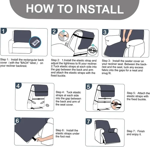 Vista 9 de Fundas para sillas reclinables de gran tamaño de 28 pulgadas, 100% impermeables, funda antideslizante para sillas reclinables, funda de sofá lavable