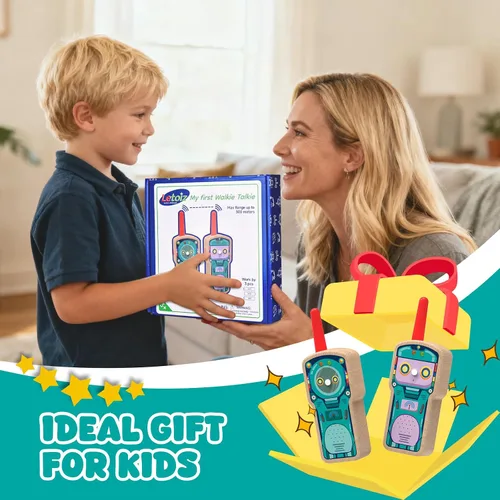 Vista 7 de Walkie Talkie Robot de madera para niños de 3 a 8 años, paquete de 2 radios de 2 vías con certificación FSC con rango de 1000 pies, fácil de empujar