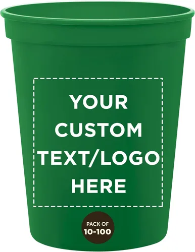 Vista 10 de DISCOUNT PROMOS Vasos de plástico personalizados para estadios, 16 onzas, juego de 100, paquete personalizado a granel, perfecto para cumpleaños