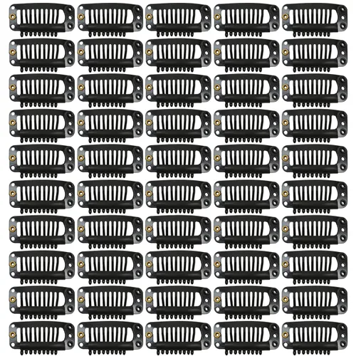 Vista 7 de 50 pinzas para extensiones de cabello de 1.102 in, 8 dientes para extensiones de cabello y extensiones de cabello (negro)