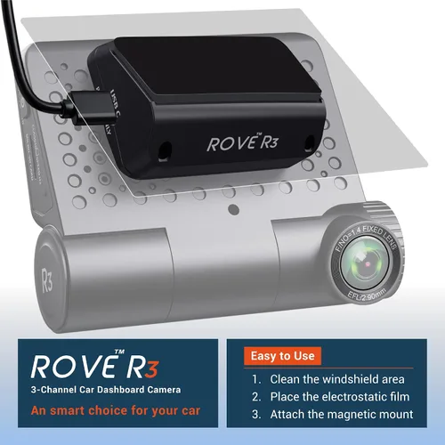 Vista 4 de ROVE Soporte magnético R3 con GPS integrado para cámara de tablero ROVE R3