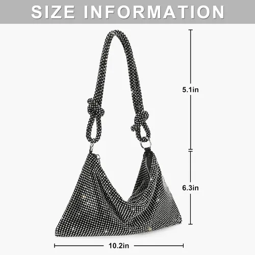Vista 6 de Rhinestone Purses for Women Chic Sparkly Evening Handbag Bling Hobo Bag Shiny Silver Clutch Purse for Party