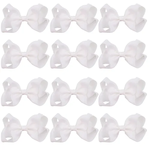 Vista 19 de Lazos para el cabello de 4 pulgadas para niñas y bebés, 12 unidades, color sólido (verde manzana)