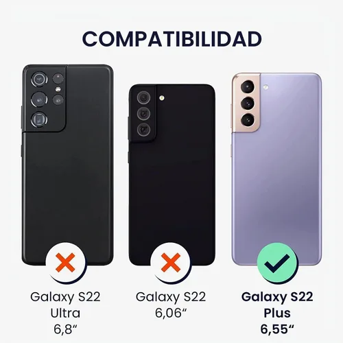 Vista 2 de Funda para Galaxy S22 Plus con protector de pantalla de TPU flexible [2 unidades], 3 en 1, cuerpo completo, a prueba de golpes, resistente a prueba