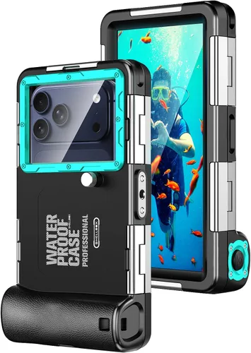 Vista 8 de Hllhunkhe Funda universal subacuática para esnórquel, buceo profesional, impermeable, para iPhone 7-17 Pro/Pro Max/Plus/Mini, Galaxy S10-S25