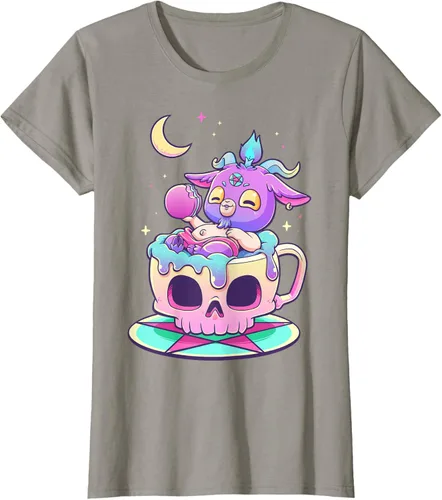 Vista 53 de Kawaii Pastel Goth Cute espeluznante Pentáculo Baphomet - Camiseta de cabra, Negro