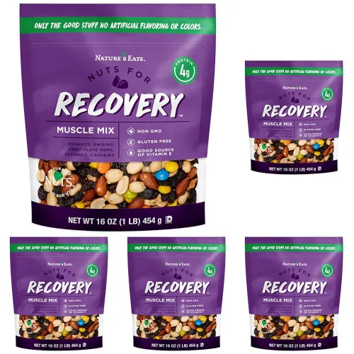 Vista 4 de Nature's Eats mezcla de frutos secos para la recuperación muscular, Oz, surtido, 16 Oz
