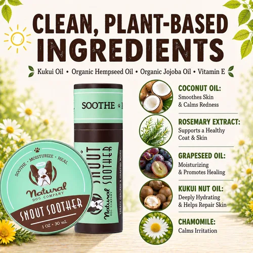 Vista 3 de Natural Dog Company Snout Soother Balm Tin 1 oz – Bálsamo para nariz de perro completamente natural para narices secas y agrietadas – Bálsamo
