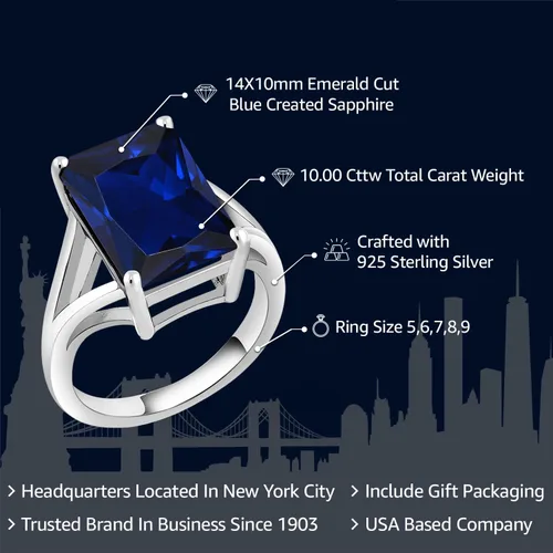 Vista 71 de Gem Stone King Anillo de compromiso solitario con piedra preciosa de corte esmeralda de 0.551 x 0.394 in para mujer, plata de ley 925, anillo