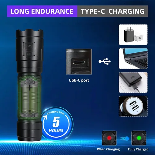 Vista 4 de DARKBEAM Linterna UV de 365 nm de luz negra, 3 linternas LED ultravioleta de 20 W, potentes lámparas de madera, luz UV recargable USB-C