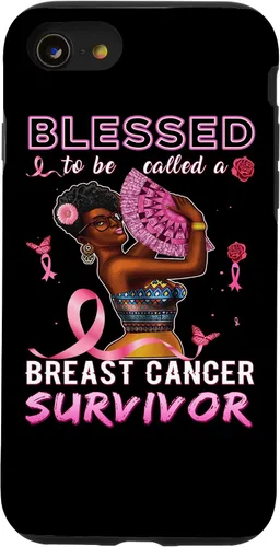 Vista 18 de iPhone 13 Pro Max Camisas afroamericanas contra el cáncer de mama para mujeres Blessed Survivor Case