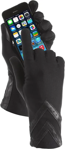 Vista 3 de isotoner Guantes de invierno de elastano para mujer con forro polar cálido y detalles de cheurón