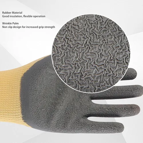 Vista 4 de Hilitand Guantes de trabajo de aislamiento ignífugos, guantes de electricista de goma de 400 V con textura antideslizante en tela de nailon