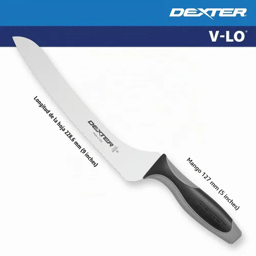 Vista 3 de Cuchillo para sándwiches V-Lo V163-9SC-PCP de 9 pulgadas, festoneado y atenuado, con mango suave.