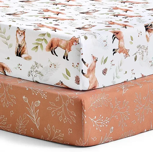 Vista 73 de Pack n Play Sheets BROLEX - Juego de 2 sábanas para cuna, juego de sábanas elásticas y portátiles para cuna, funda de colchón convertible