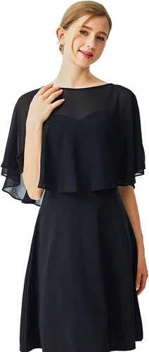 Vista 2 de Ciormis Chiffon Capelet Women's Soft Shawls and Wraps for Evening Dresses, Wedding Formal Dress Shawl Cape Cover up