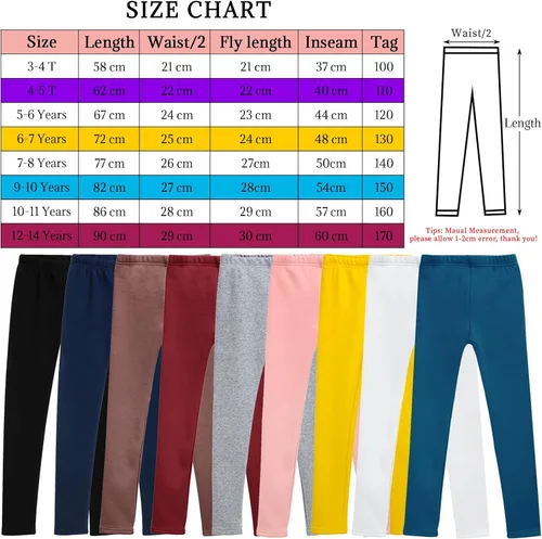 Vista 3 de BOOPH Leggings de invierno para niñas, con forro polar, pantalones básicos de longitud completa