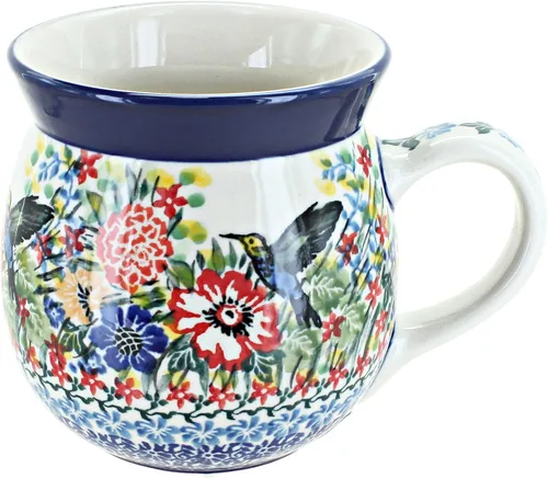 Vista 34 de Blue Rose Polish Pottery - Blue Alyce Bubble Mug - 16 oz - Unique Shape Mug for Coffee & Tea