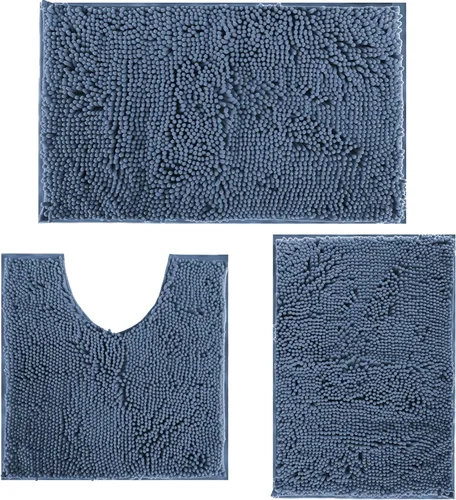 Vista 16 de Juego de 3 alfombras de baño antideslizantes de 3 piezas, alfombra de baño ultra suave, alfombra de baño absorbente y peluda, juego perfecto