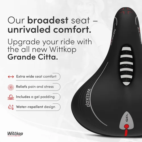 Vista 2 de Wittkop - Asiento de bicicleta de gran tamaño para bicicleta Peloton y bicicleta +, asiento de bicicleta cómodo, compatible con bicicletas Peloton