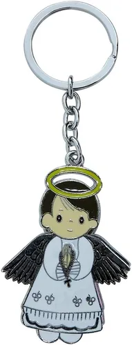 Vista 5 de Regalo personalizado de primera comunión (12 piezas) - Llavero de metal de niño ángel blanco, regalo de bautizo para invitados con grabado/bautismo