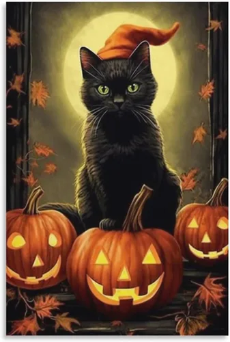 Vista 17 de HHGaoArt Lienzo gótico para pared, póster de fantasmas de Halloween, imagen espeluznante en lienzo