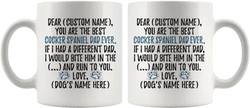 Vista 5 de Taza personalizada de perro Cocker Spaniel para papá, Cocker Spaniel para hombres, taza de perro Spaniel para papá, regalo del dueño del perro