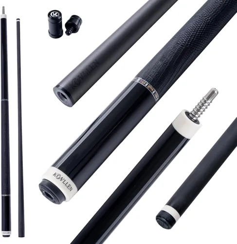 Vista 24 de KONLLEN 2.0 Carbon Fiber Pool Cue, Low Deflection, Pro Taper Shaft BK10-Negro