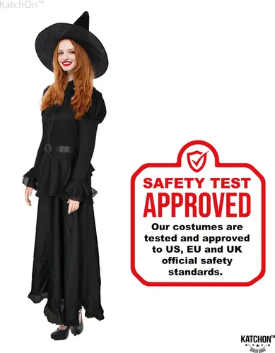 Vista 8 de KatchOn Disfraz de bruja malvada para mujer, disfraz de bruja de Halloween con sombrero