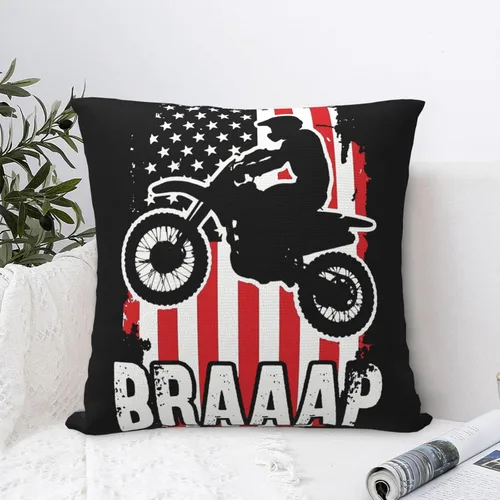 Vista 6 de SEAEAGLE Funda de almohada decorativa de doble cara con la bandera de Estados Unidos, diseño de motocross, para sofá