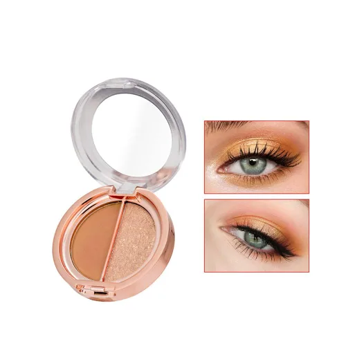 Vista 8 de sombra de ojos de doble color, paleta de maquillaje de ojos de alto pigmento, polvo de sombra de ojos metálico brillante mate, maquillaje de ojos