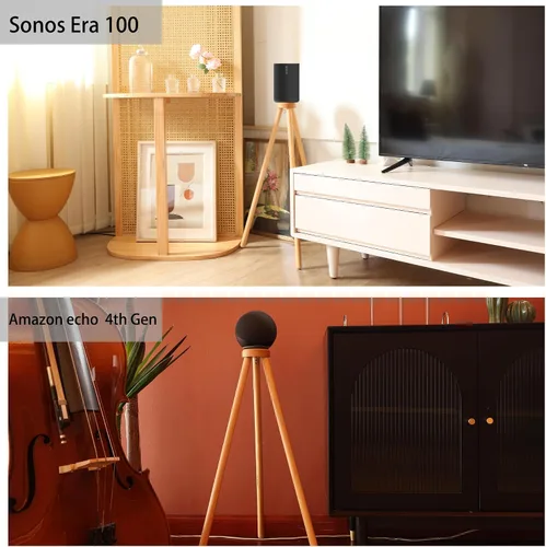 Vista 3 de Compatible con sonos Era100 y sonos Era100 SL, y otros altavoces inteligentes soporte de madera